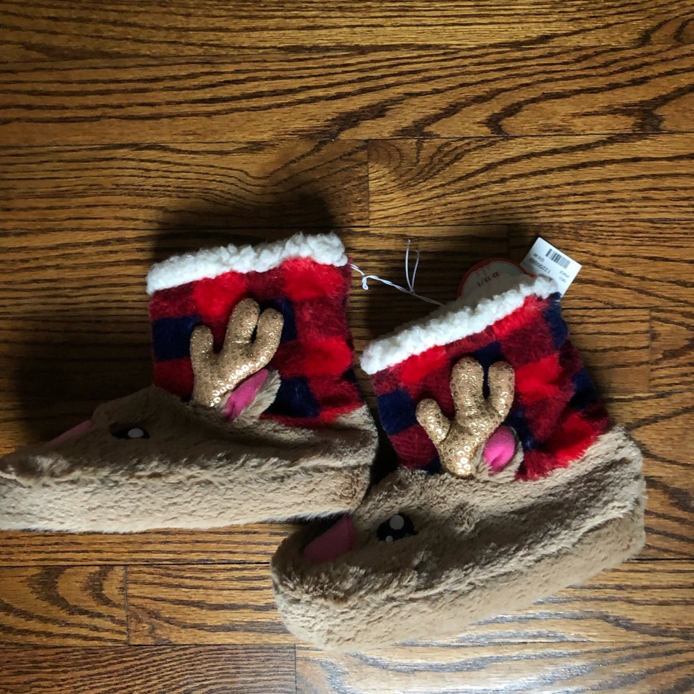 Justice Reindeer slippers s girls size 13/1